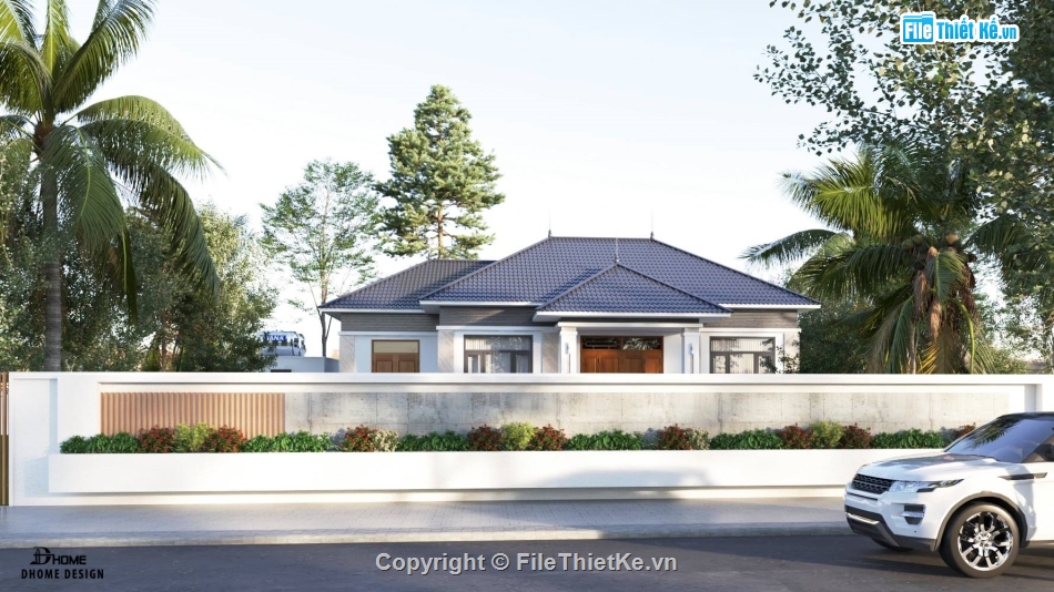 biệt thự 1 tầng,sketchup biệt thự 1 tầng,phối cảnh biệt thự 1 tầng,su biệt thự 1 tầng